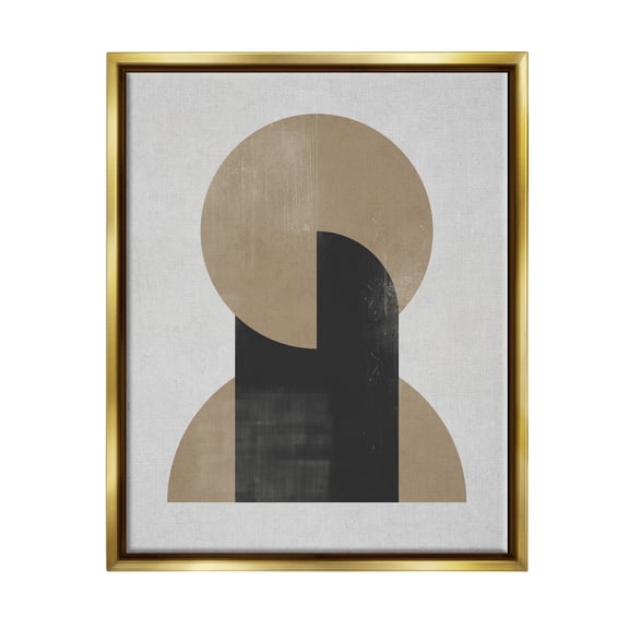 Stupell Industries Modern Intersecting Shapes Abstract Painting Gold Floater Framed Canvas Art Print Wall Art, 17 x 21