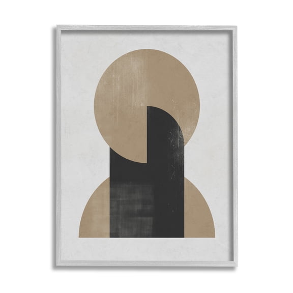 Stupell Industries Modern Intersecting Shapes Abstract Painting Gray Framed Art Print Wall Art, 11 x 14