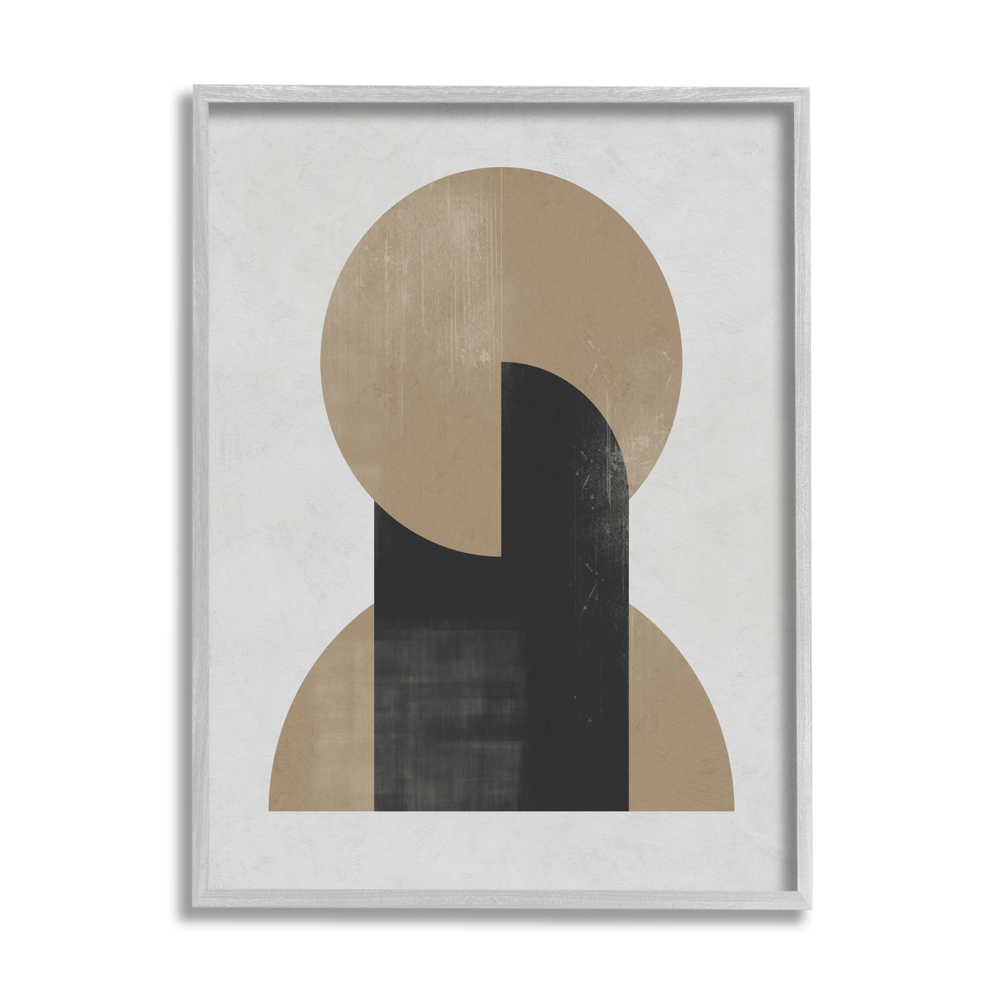 Stupell Industries Modern Intersecting Shapes Abstract Painting Gray Framed Art Print Wall Art, 16 x 20