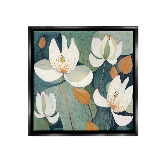 Stupell Industries Modern Iris Pattern Botanical & Floral Painting Black Floater Framed Canvas Art Print Wall Art, 18 x 18