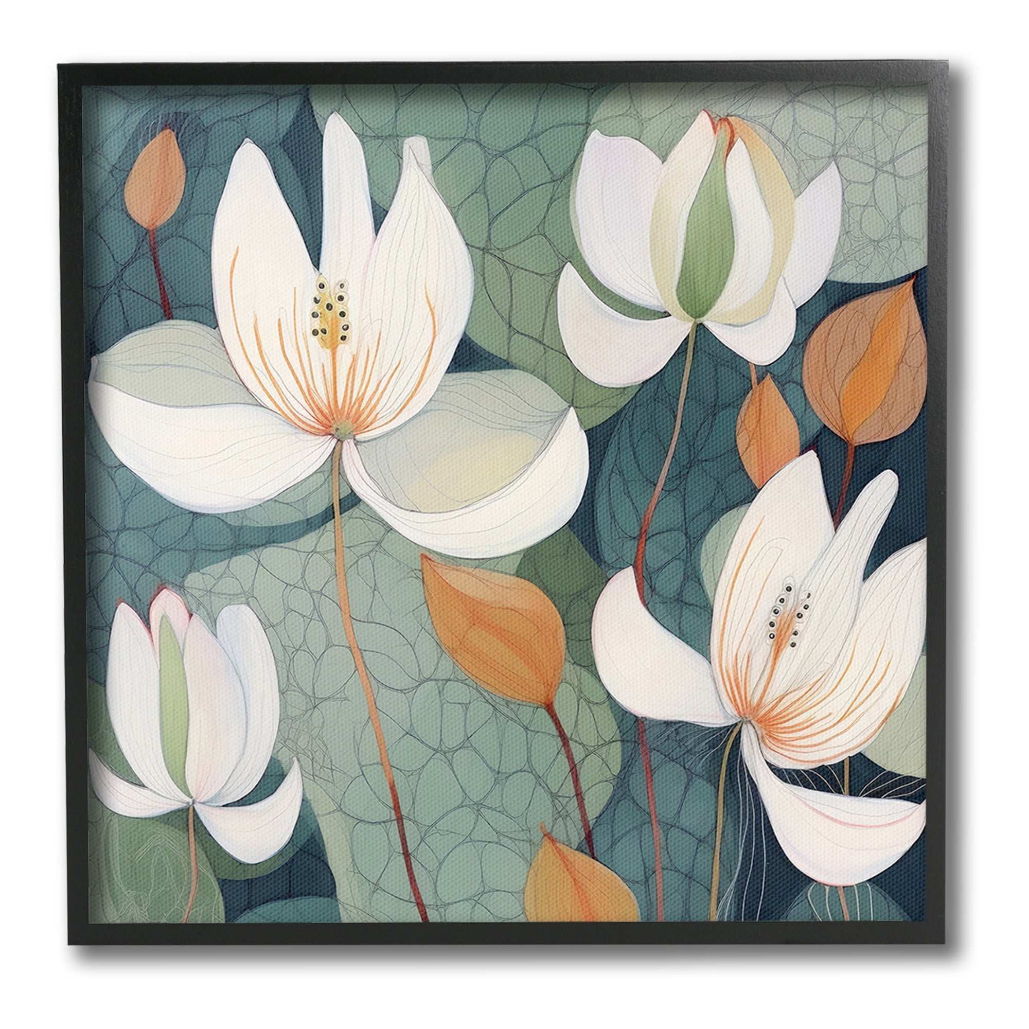 Stupell Industries Modern Iris Pattern Botanical & Floral Painting Black Framed Art Print Wall Art, 12 x 12