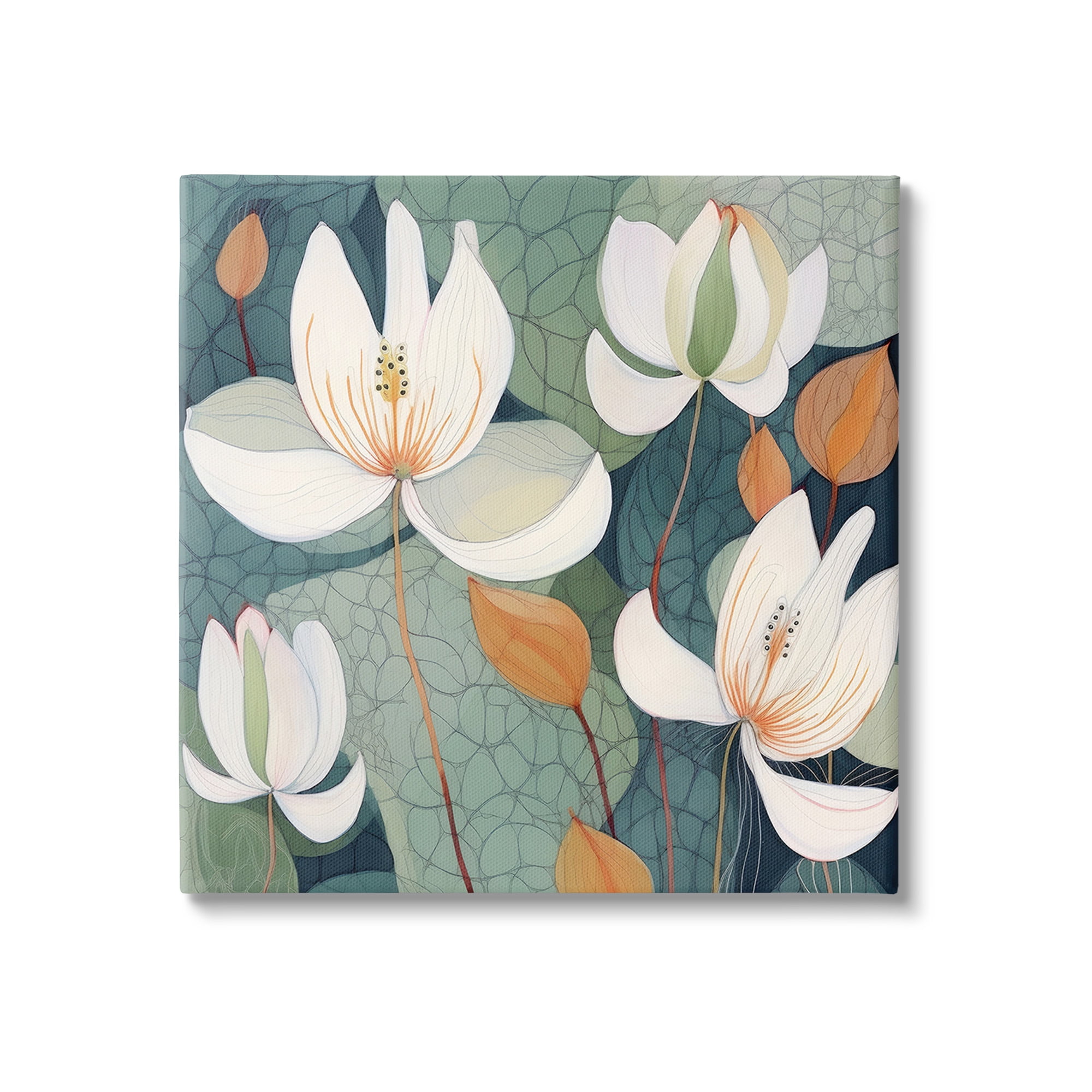 Stupell Industries Modern Iris Pattern Botanical & Floral Painting Gallery Wrapped Canvas Art Print Wall Art, 24 x 24