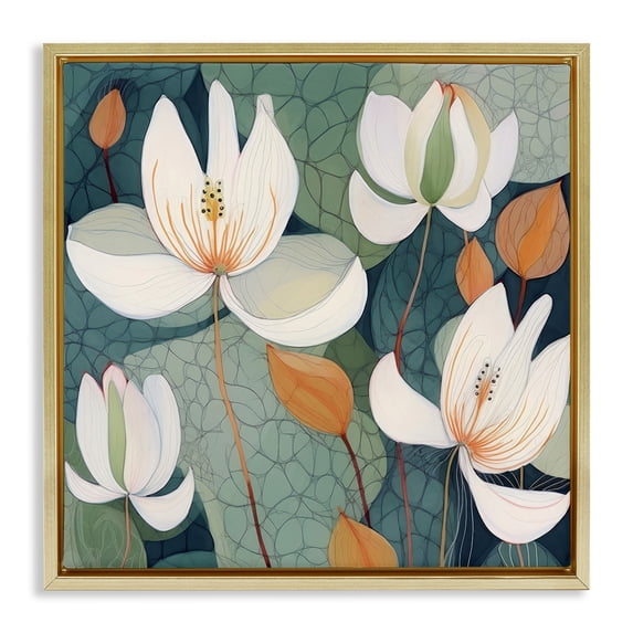 Stupell Industries Scandinavian Modern Iris Pattern Gold Floating Frame Canvas Art, 18 x 18, by Lazar Studio