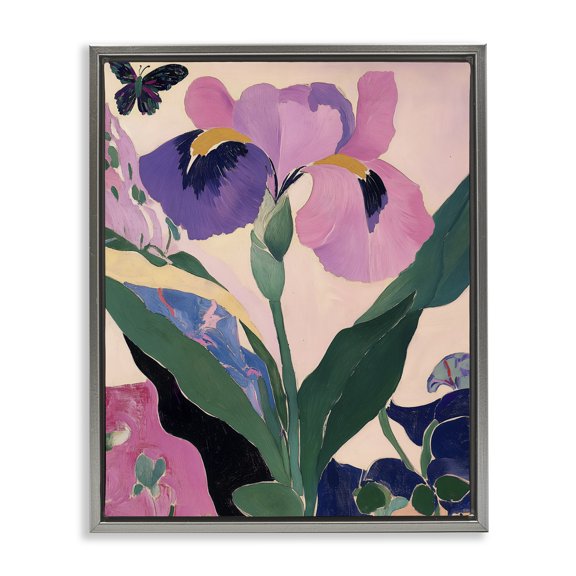 Stupell Industries Modern Iris Smiles Gray Framed Floater Canvas Wall Art, design by Annabelle Hall