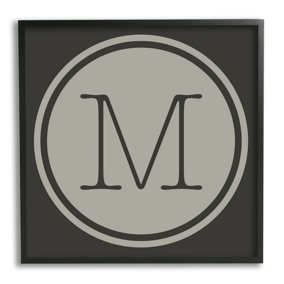 Stupell Industries Modern J Initial Round Elevator Key Shape Typography Painting Black Framed Art Print Wall Art, 12 x 12