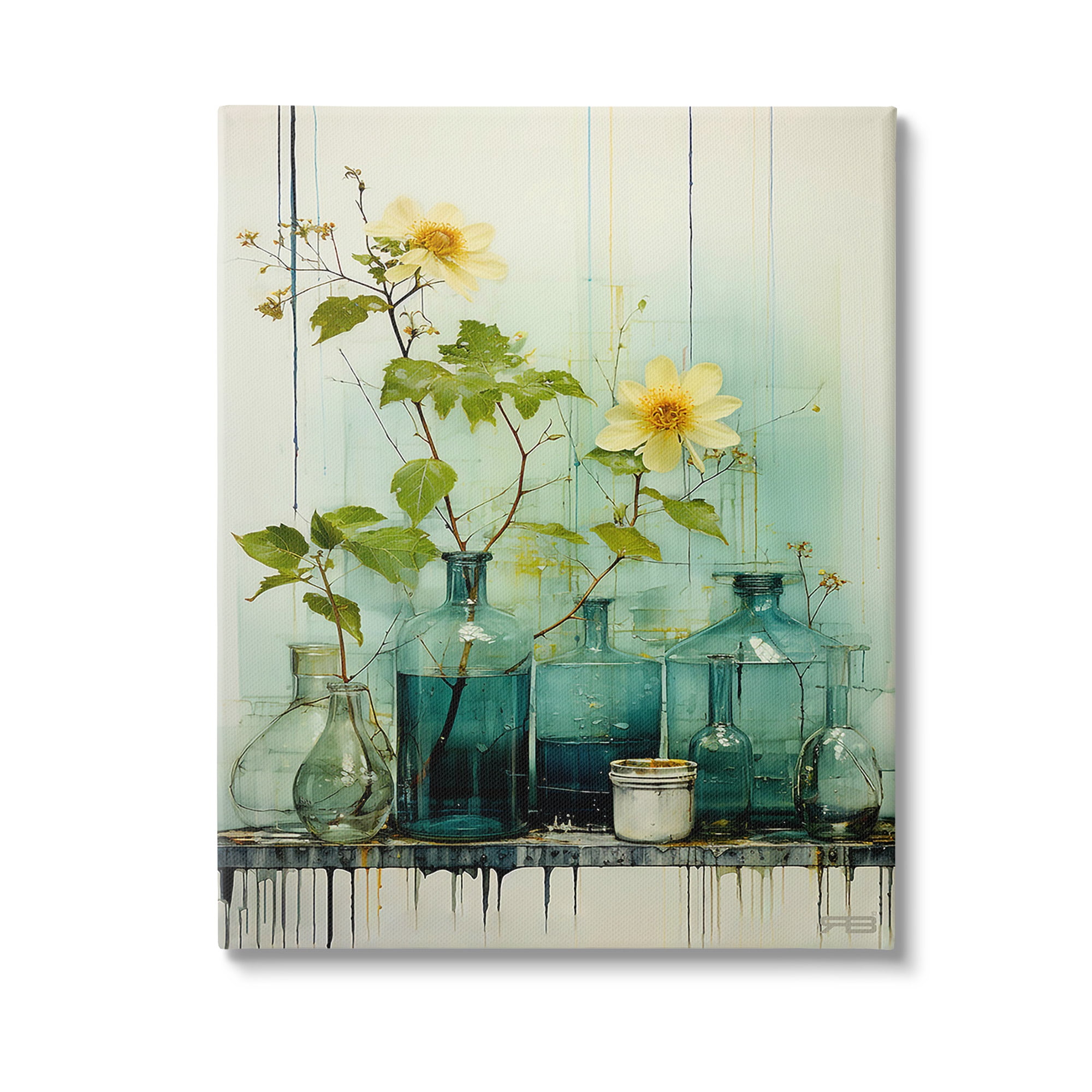 Stupell Industries Modern Jars & Florals Botanical & Floral Painting Gallery Wrapped Canvas Art Print Wall Art, 24 x 30