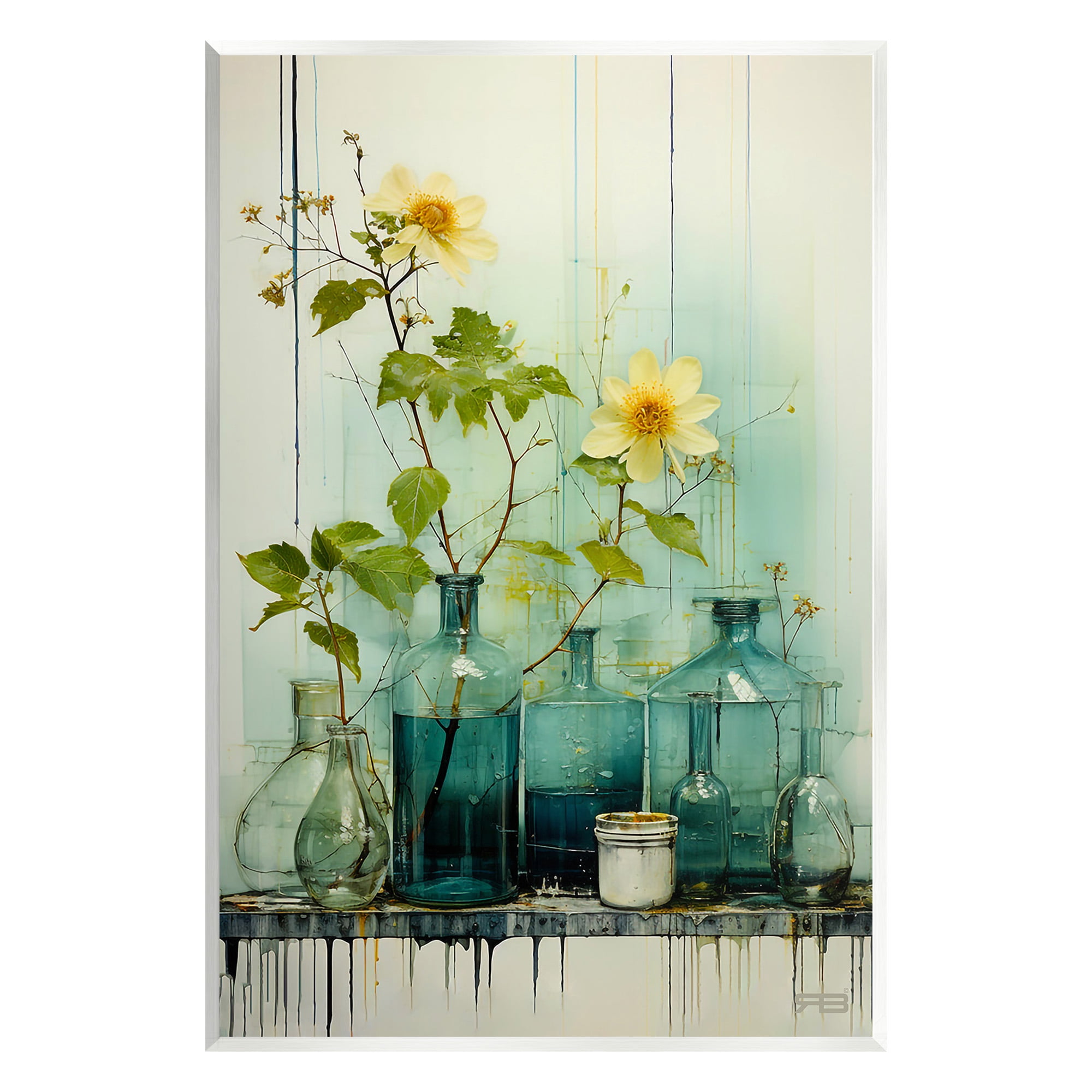 Stupell Industries Modern Jars & Florals Botanical & Floral Painting Unframed Art Print Wall Art, 13 x 19