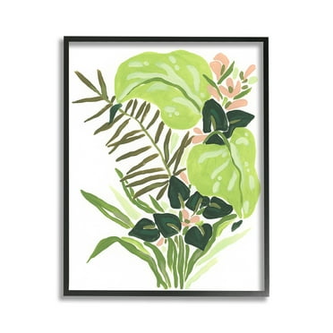 Stupell Industries Modern Jungle Leaves Botanical & Floral Painting Black Framed Art Print Wall Art, 11 x 14