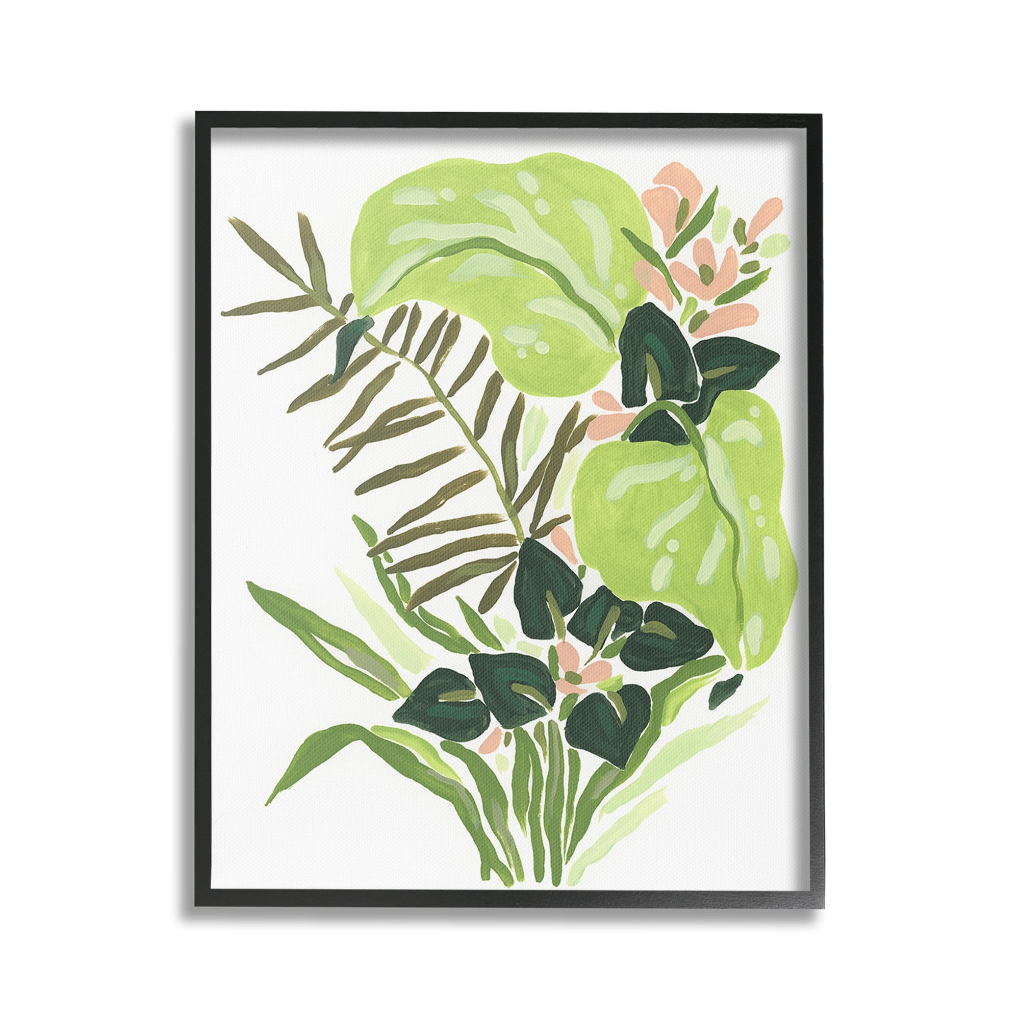 Stupell Industries Modern Jungle Leaves Botanical & Floral Painting Black Framed Art Print Wall Art, 16 x 20