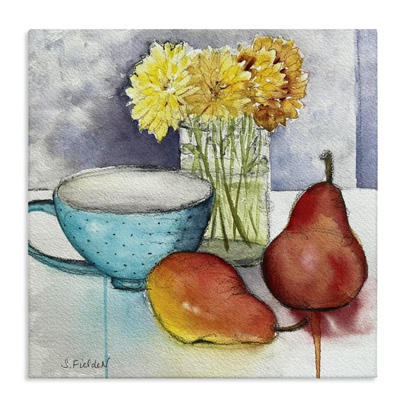 Stupell Industries Modern Kitchen Teacup & Fruit Country Charm Painting Wrapped Canvas Canvas Art Print Wall Art, 24 x 24
