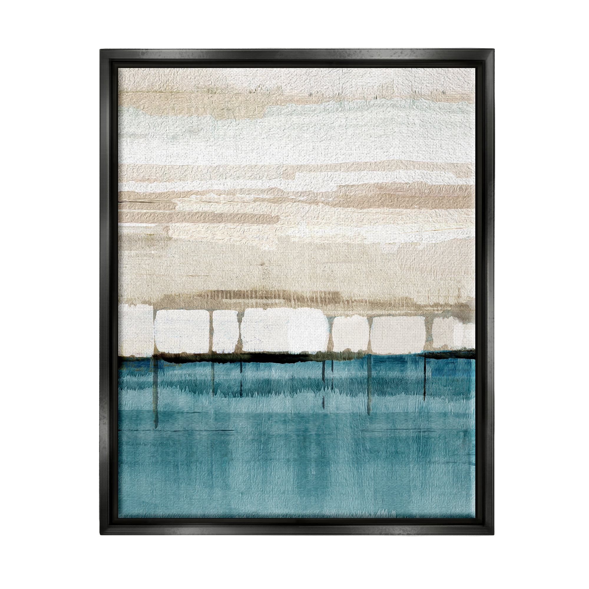 Stupell Industries Modern Landscape Abstraction Abstract Painting Black Floater Framed Canvas Art Print Wall Art, 17 x 21