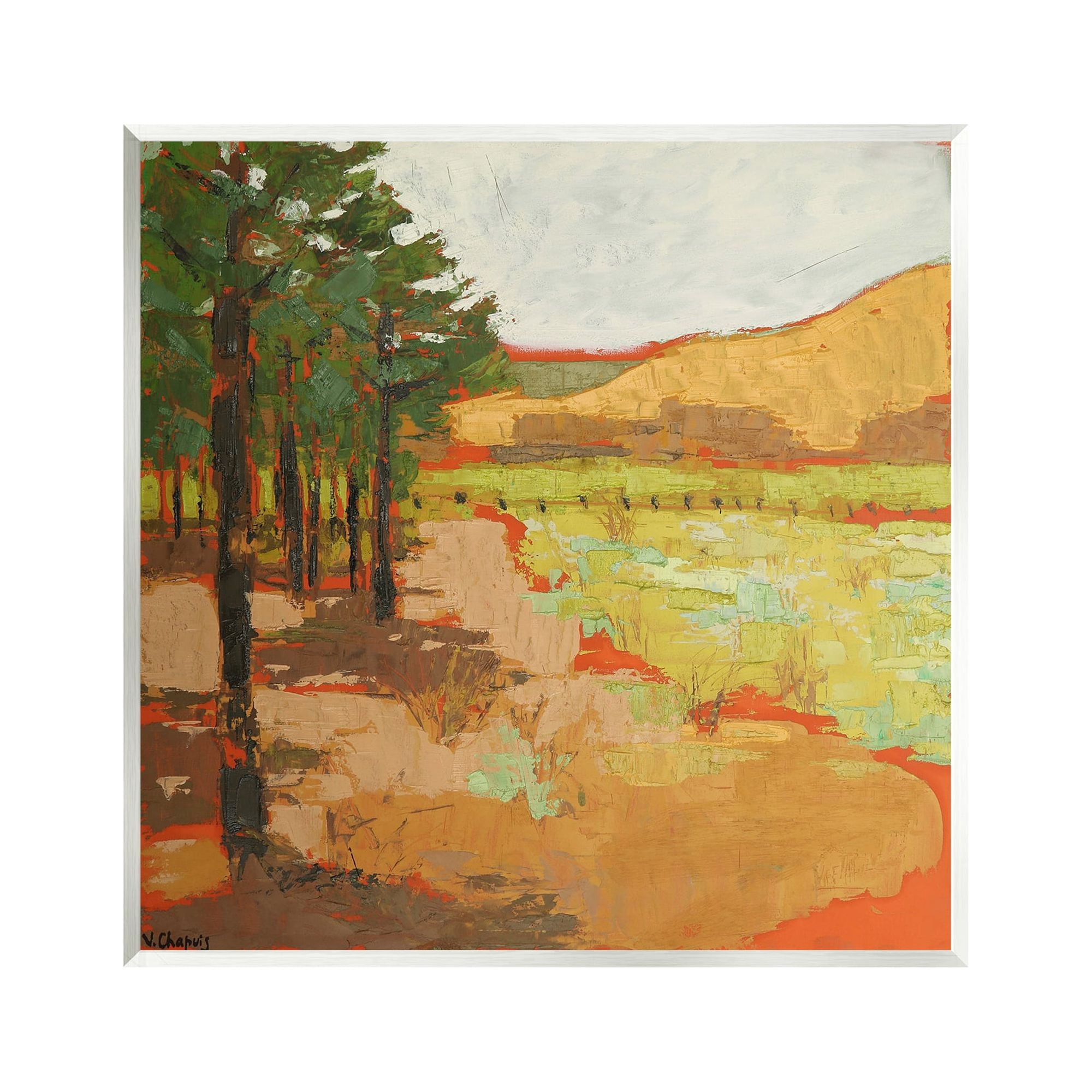 Stupell Industries Modern Landscape Painting Nature Painting Unframed Art Print Wall Art, 12 x 12