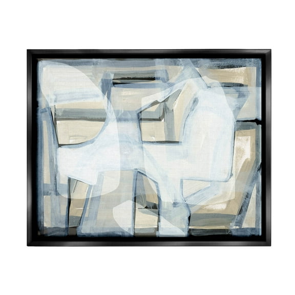 Stupell Industries Modern Layered Geometric Shapes Design Painting Jet Black Floating Framed Canvas Print Wall Art, Design by Cartissi