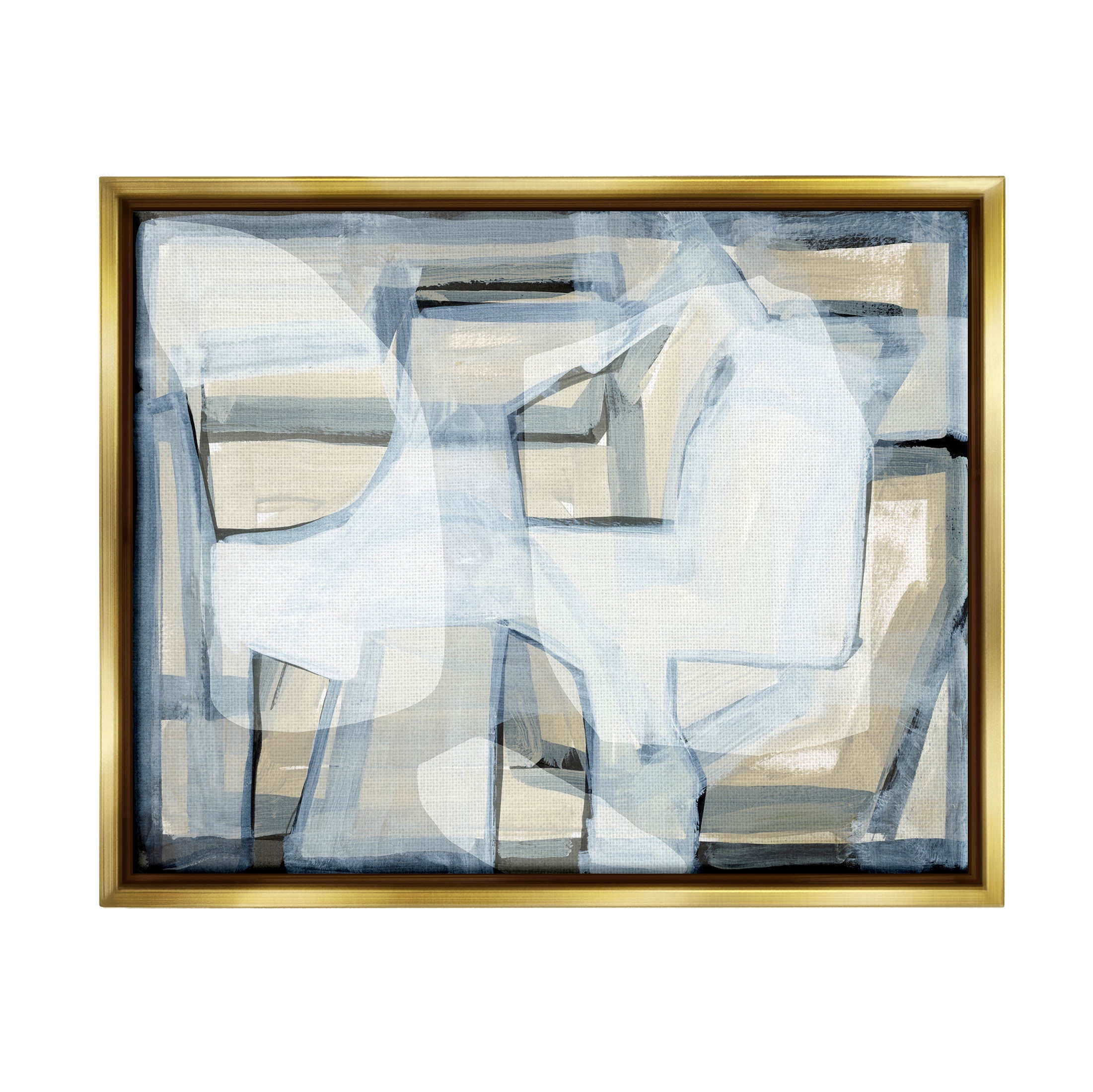 Stupell Industries Modern Layered Geometric Shapes Design Painting Metallic Gold Floating Framed Canvas Print Wall Art, Design by Cartissi