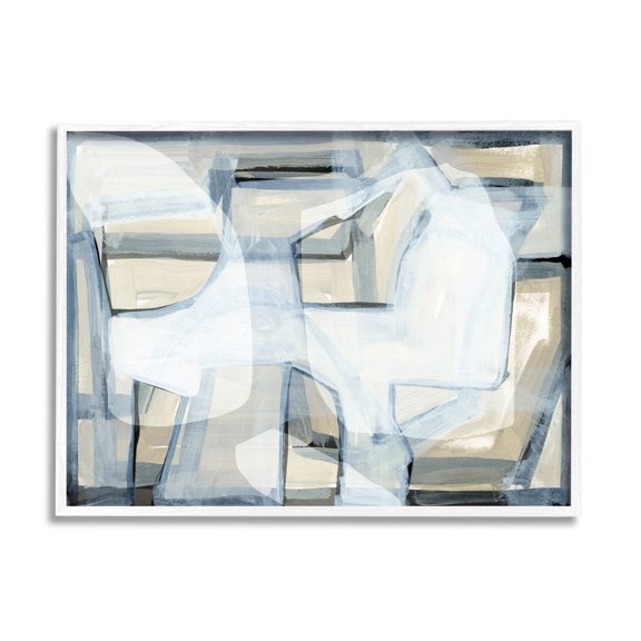Stupell Industries Modern Layered Geometric Shapes Design Painting White Framed Art Print Wall Art, Design by Cartissi