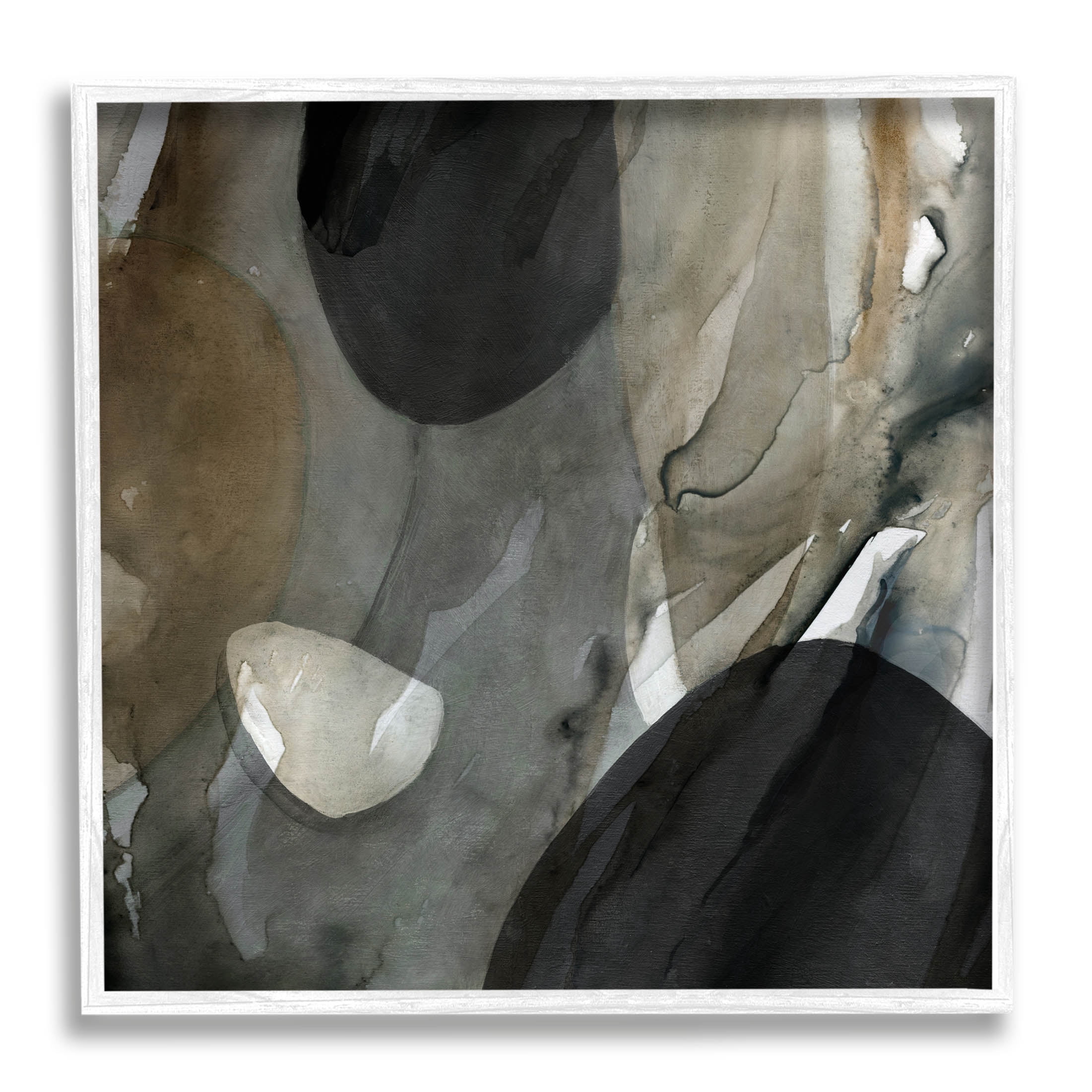 Stupell Industries Modern Layered Shapes Abstract Painting White Framed Art Print Wall Art, Design by Carol Robinson