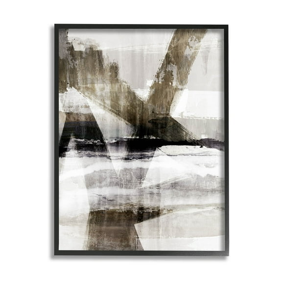 Stupell Industries Modern Layered Streaked Geometric Lines Graphic Art Black Framed Art Print Wall Art, Design by Nina Blue