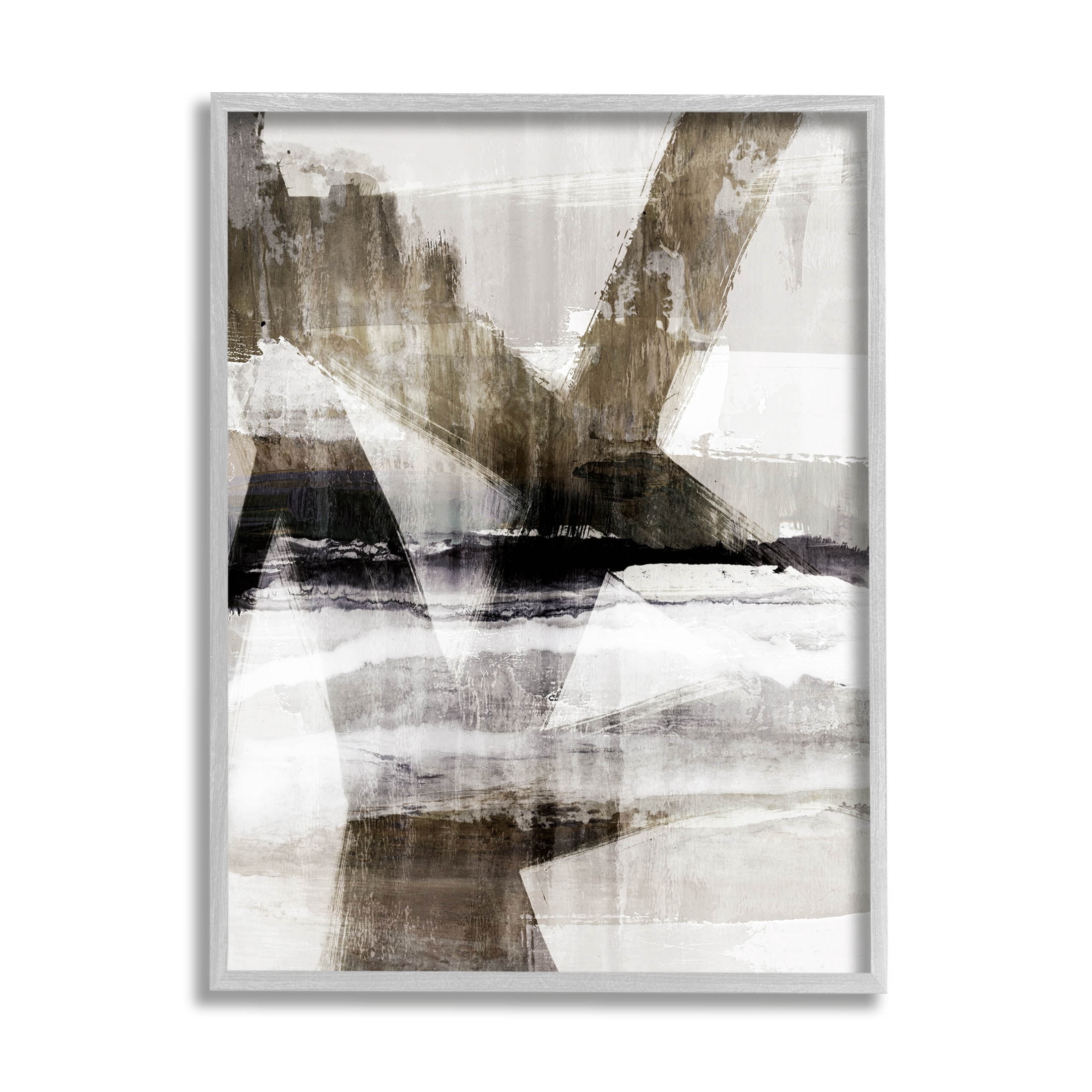 Stupell Industries Modern Layered Streaked Geometric Lines Graphic Art Gray Framed Art Print Wall Art, Design by Nina Blue