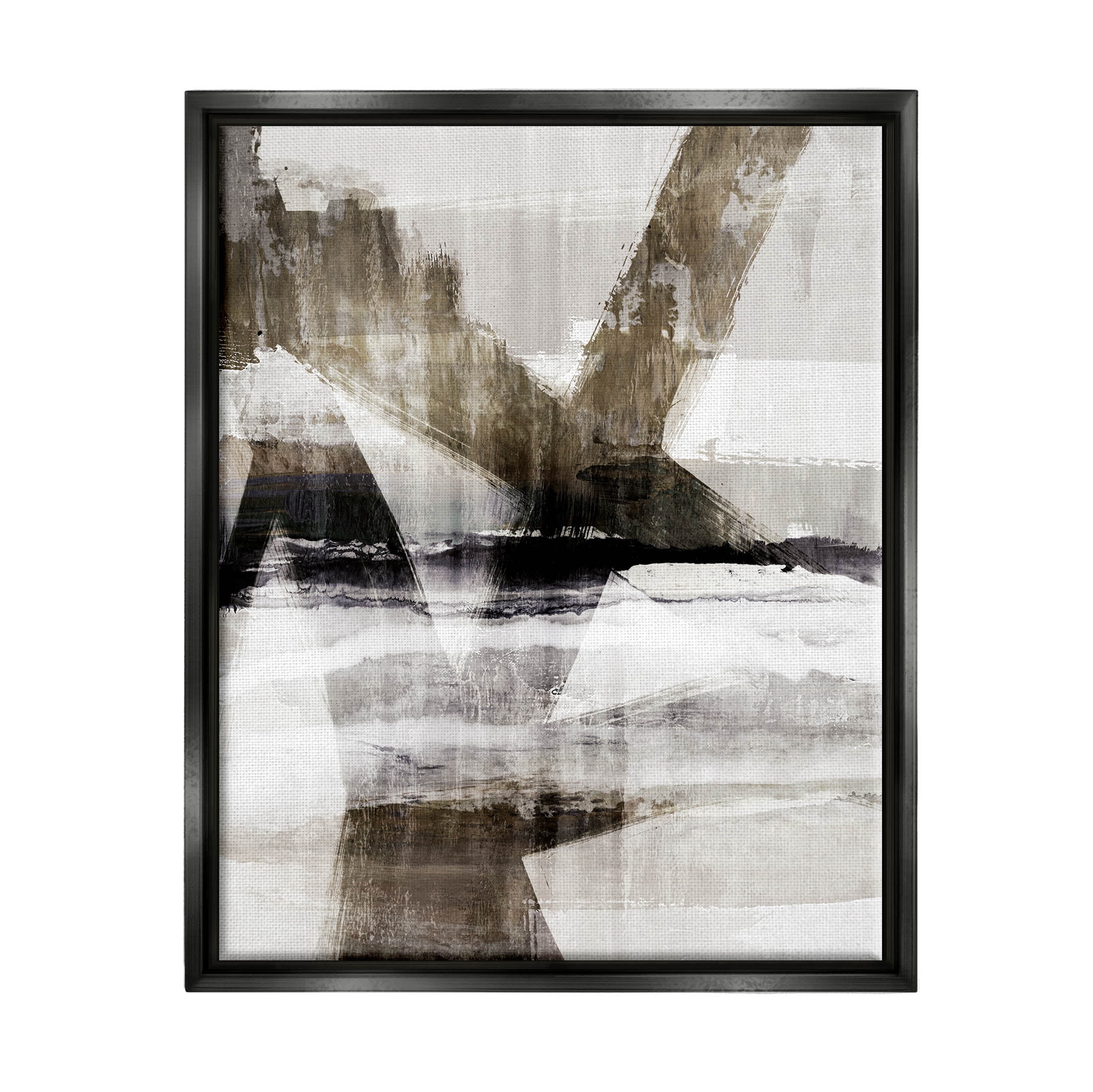 Stupell Industries Modern Layered Streaked Geometric Lines Graphic Art Jet Black Floating Framed Canvas Print Wall Art, Design by Nina Blue