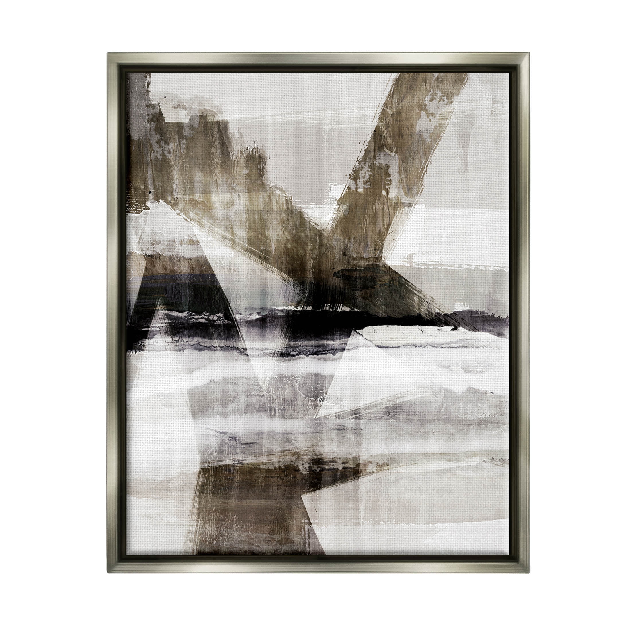 Stupell Industries Modern Layered Streaked Geometric Lines Graphic Art Luster Gray Floating Framed Canvas Print Wall Art, Design by Nina Blue