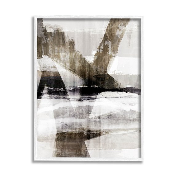 Stupell Industries Modern Layered Streaked Geometric Lines Graphic Art White Framed Art Print Wall Art, Design by Nina Blue