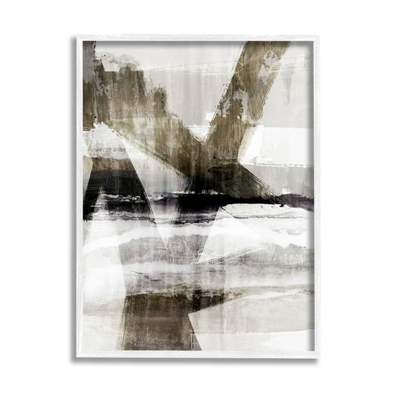 Stupell Industries Modern Layered Streaked Geometric Lines Graphic Art White Framed Art Print Wall Art, Design by Nina Blue