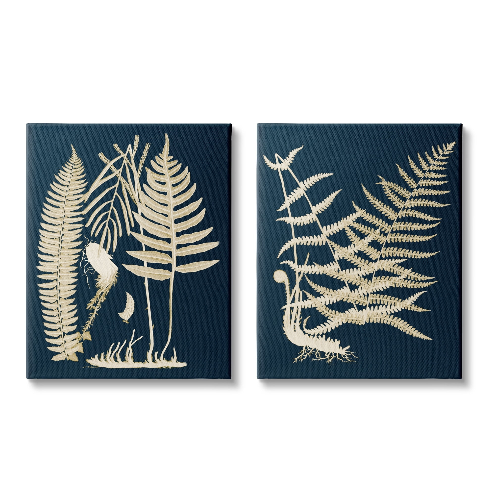 Stupell Industries Modern Layered Vegetation Natural Botanical Leaves Graphic Art Gallery Wrapped Canvas Print Wall Art, Set of 2, Design by Piddix