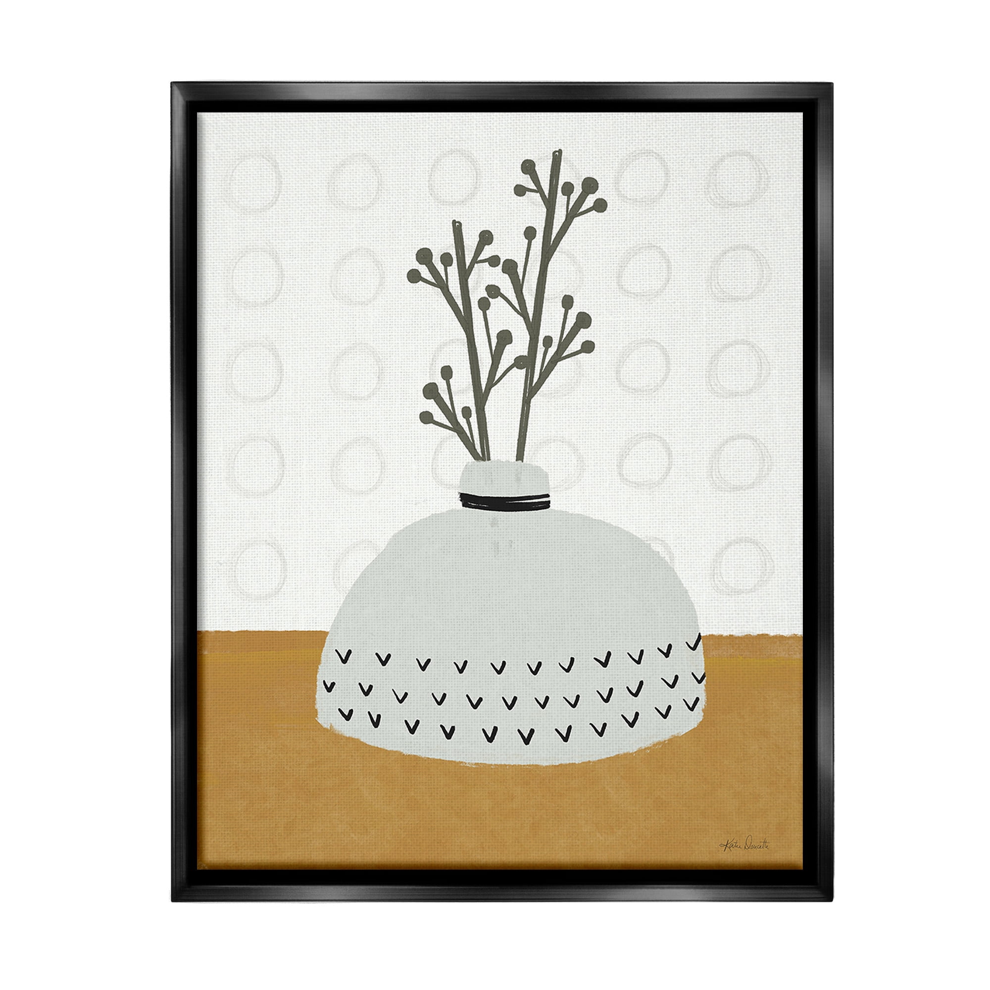 Stupell Industries Modern Leaf Bouquet Botanical & Floral Painting Black Floater Framed Canvas Art Print Wall Art, 25 x 31