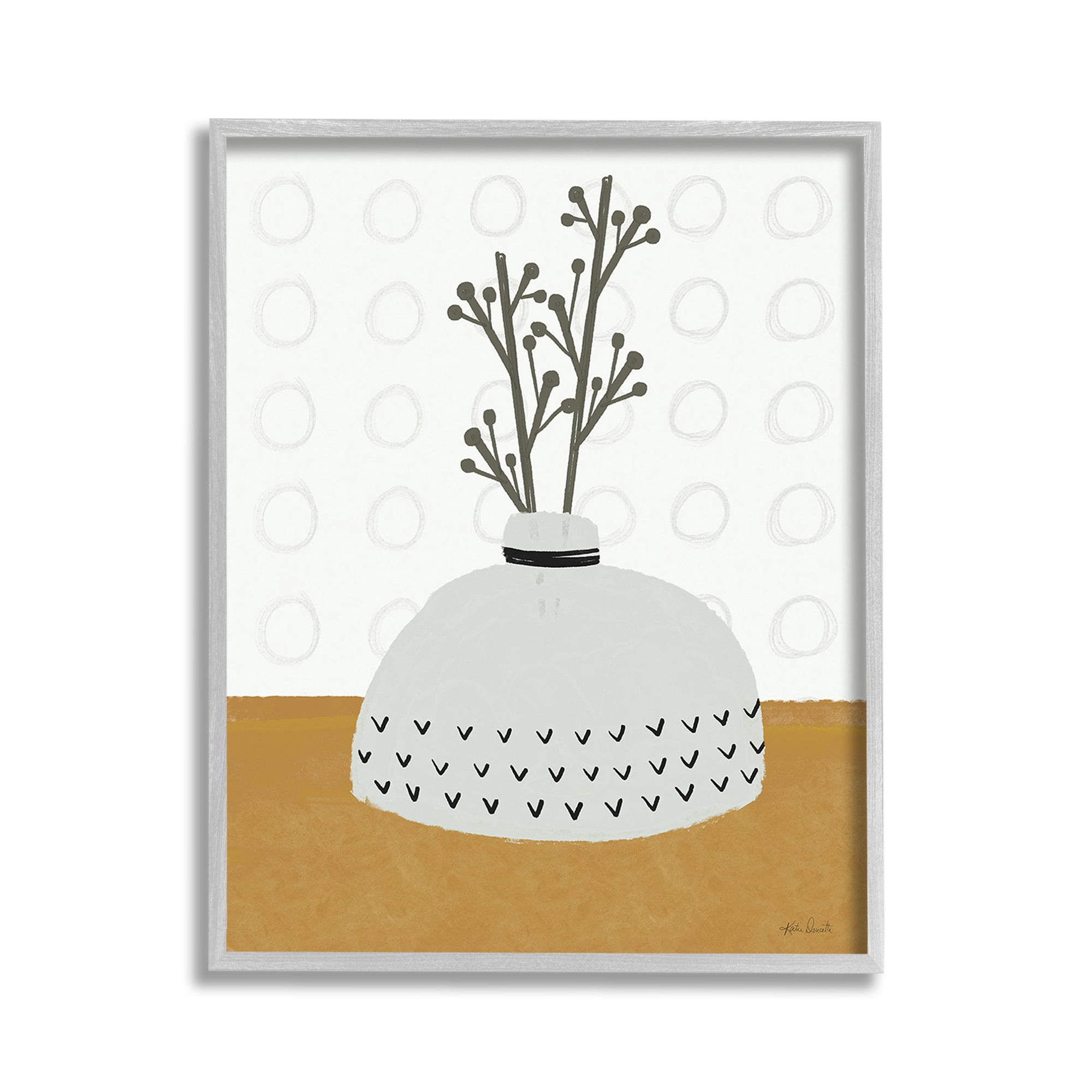 Stupell Industries Modern Leaf Bouquet Botanical & Floral Painting Gray Framed Art Print Wall Art, 11 x 14