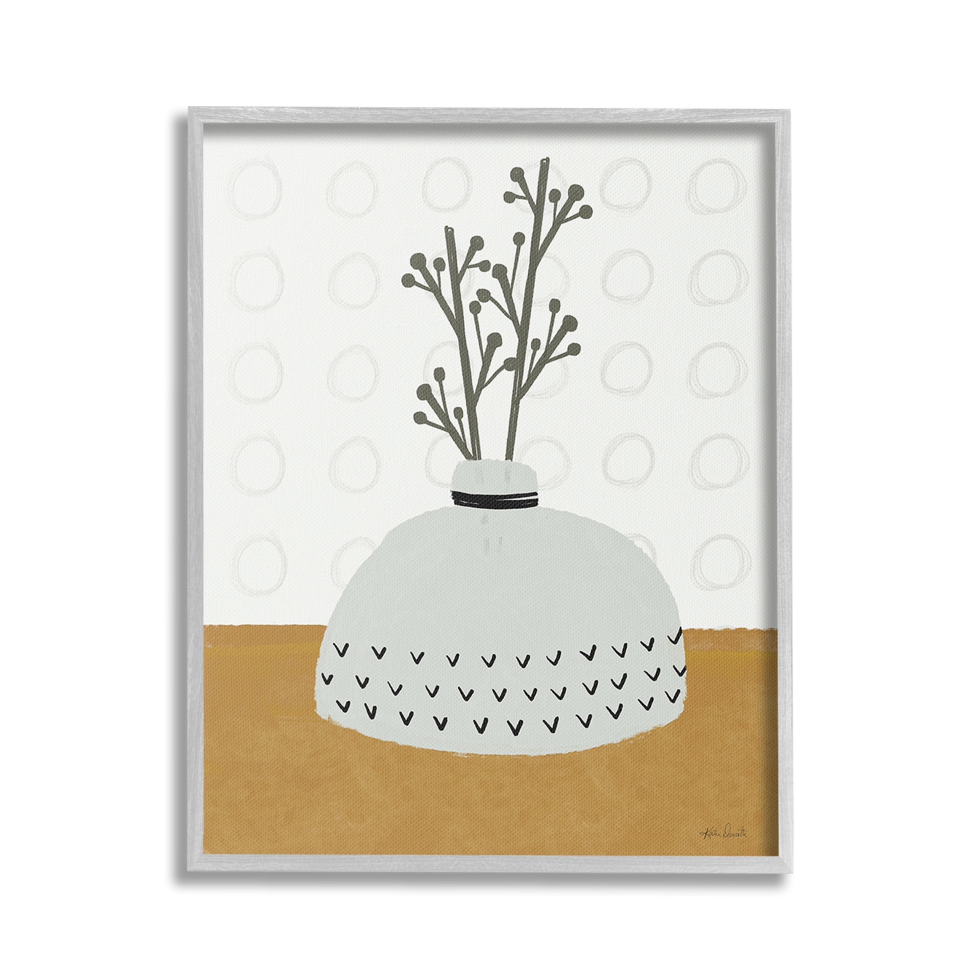 Stupell Industries Modern Leaf Bouquet Botanical & Floral Painting Gray Framed Art Print Wall Art, 24 x 30