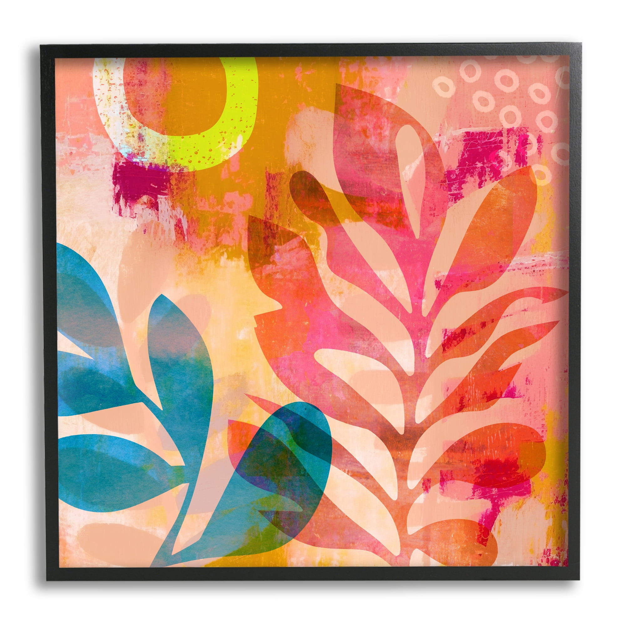 Stupell Industries Modern Leaf Shapes Botanical & Floral Painting Black Framed Art Print Wall Art, 24 x 24