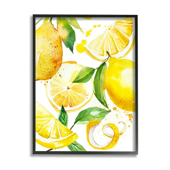Stupell Industries Modern Lemon Peels Food & Beverage Painting Black Framed Art Print Wall Art, 11 x 14