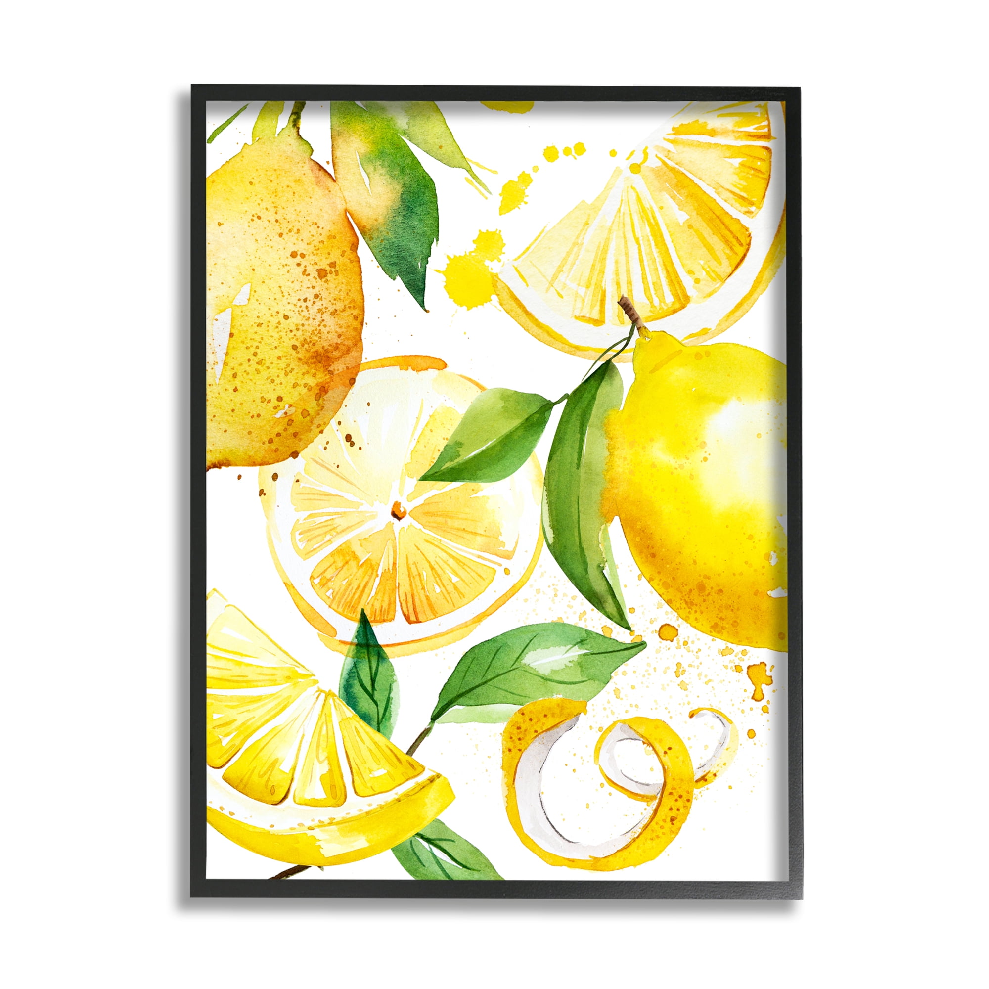 Stupell Industries Modern Lemon Peels Food & Beverage Painting Black Framed Art Print Wall Art, 16 x 20
