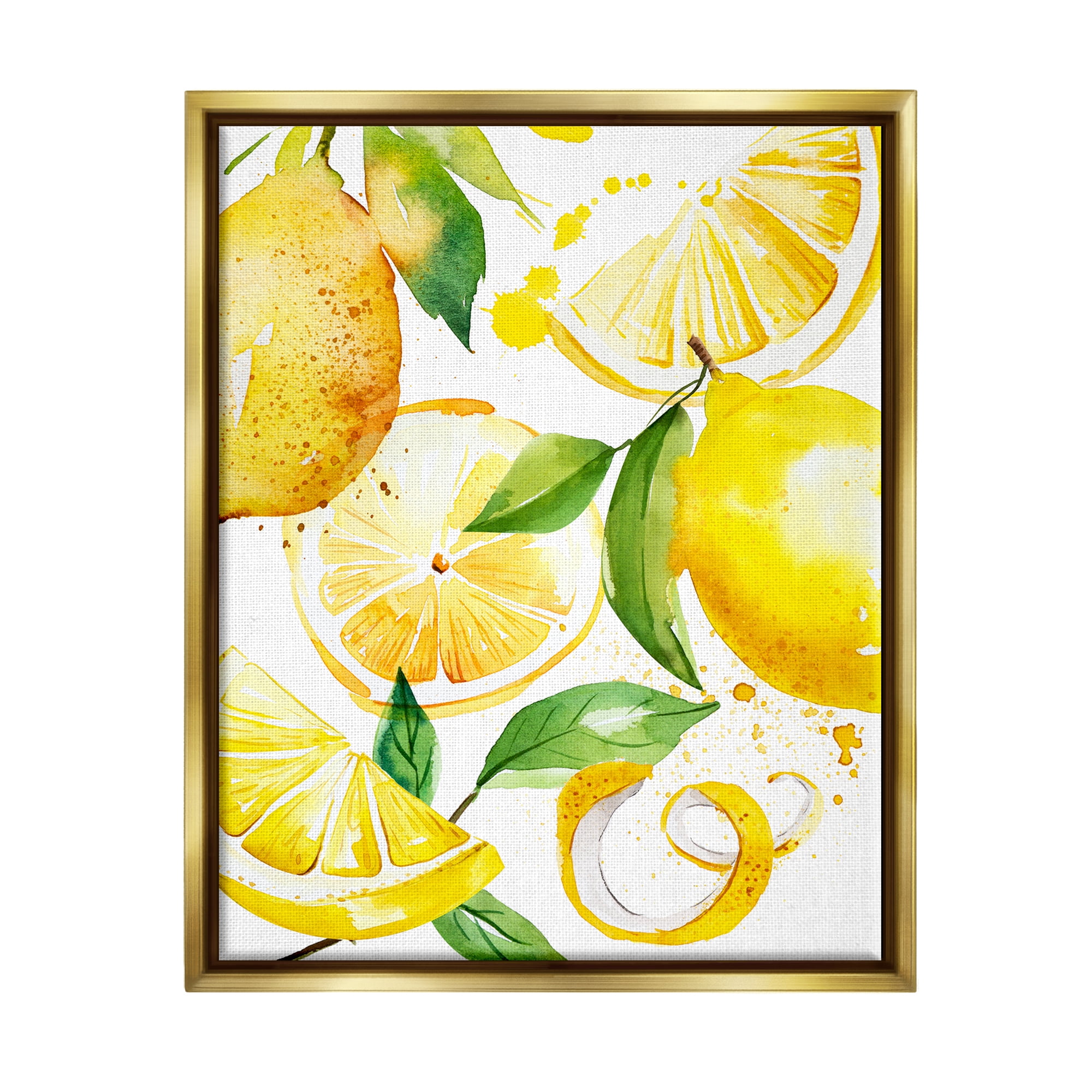 Modern Lemon Peels Gold Floater Framed Canvas Print, 17" x 21"