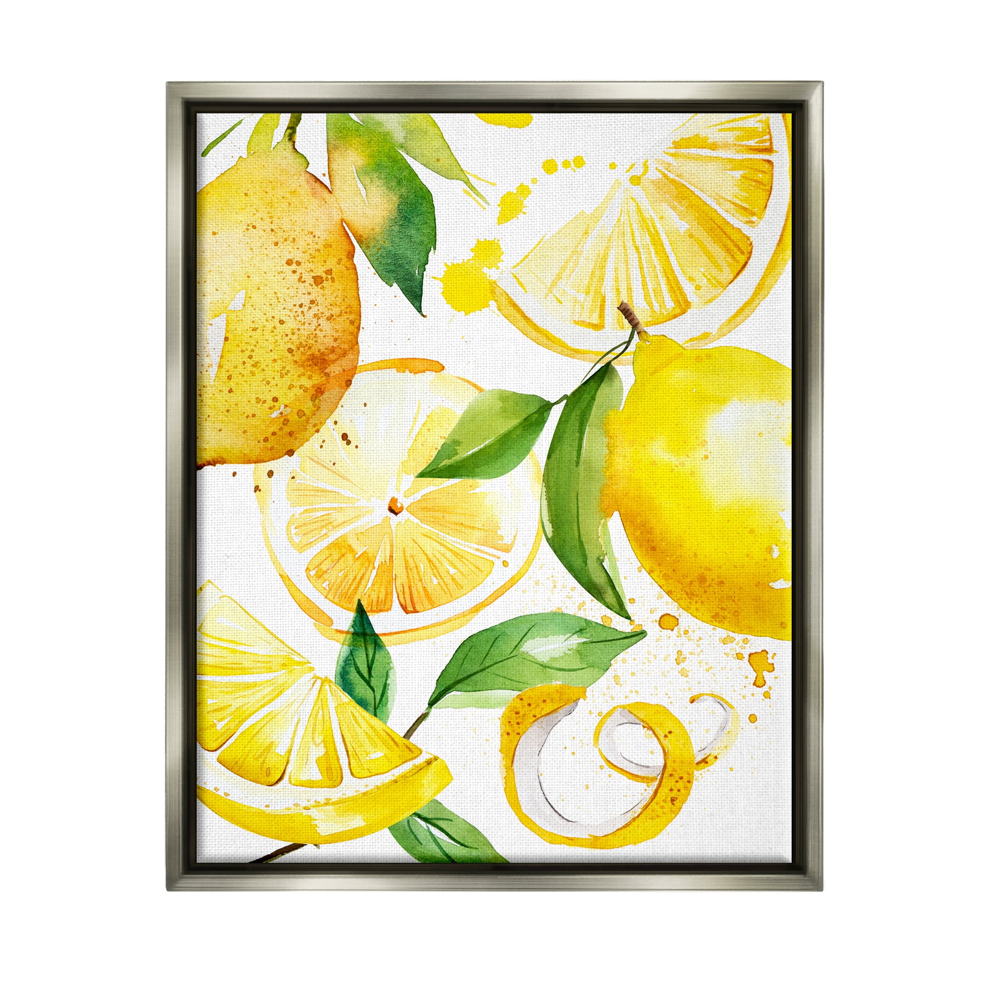 Stupell Industries Modern Lemon Peels Food & Beverage Painting Gray Floater Framed Art Print Wall Art, 17 x 21