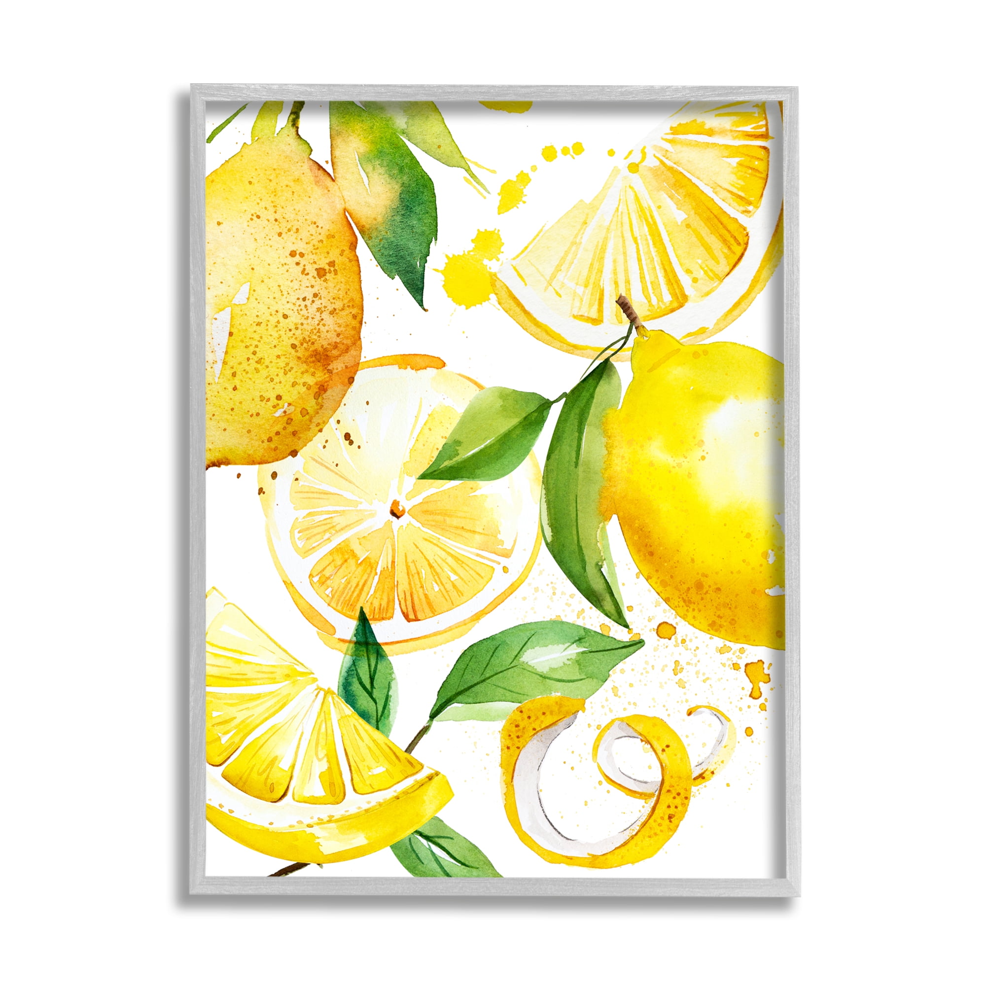 Stupell Industries Modern Lemon Peels Food & Beverage Painting Gray Framed Art Print Wall Art, 24 x 30