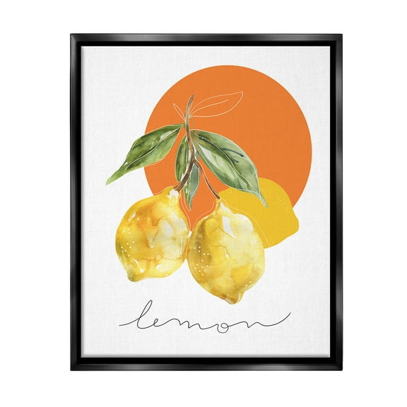 Stupell Industries Modern Lemons Branch Food & Beverage Painting Black Floater Framed Canvas Art Print Wall Art, 17 x 21