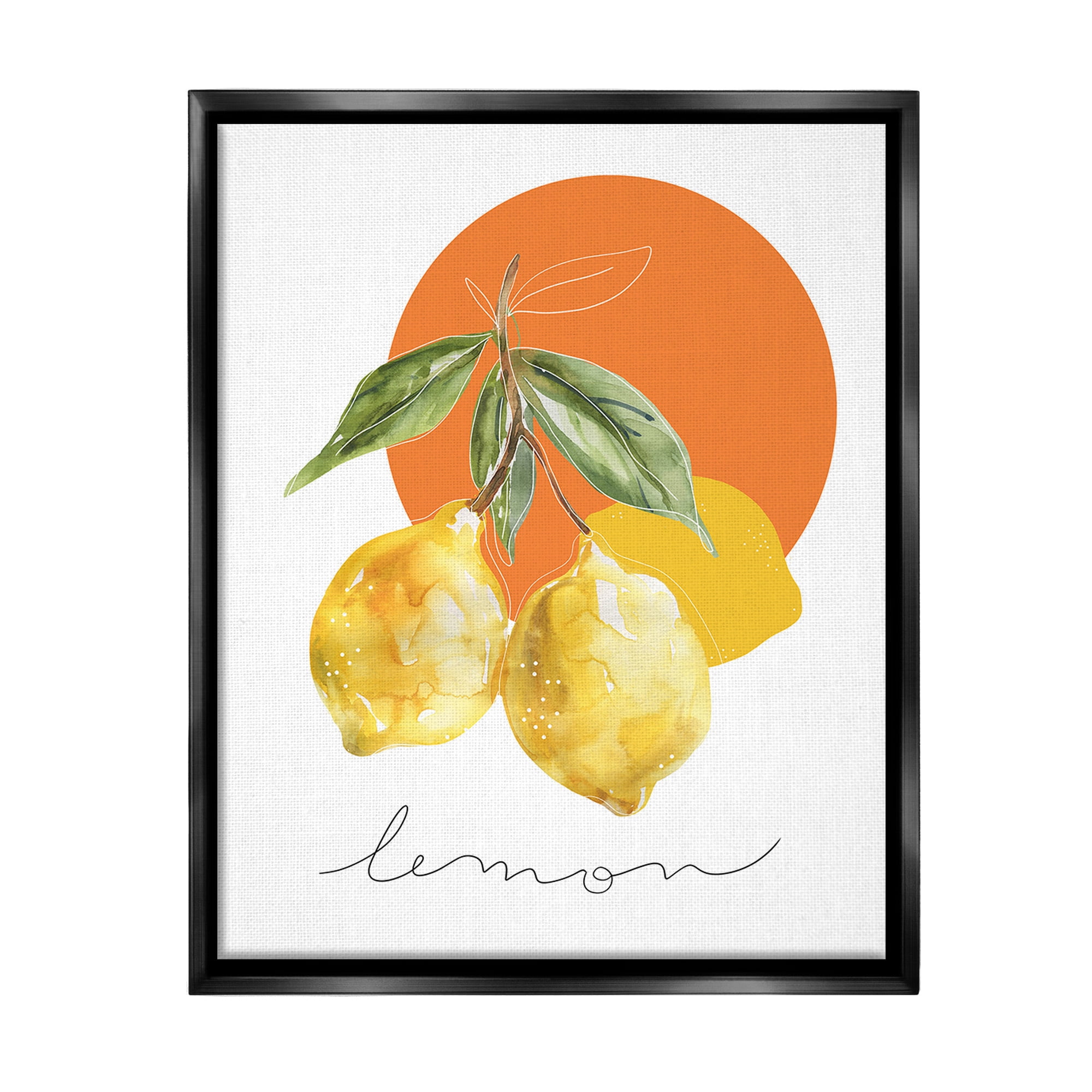 Stupell Industries Modern Lemons Branch Food & Beverage Painting Black Floater Framed Canvas Art Print Wall Art, 25 x 31