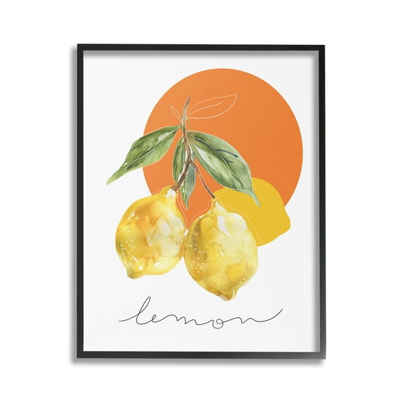 Stupell Industries Modern Lemons Branch Food & Beverage Painting Black Framed Art Print Wall Art, 16 x 20