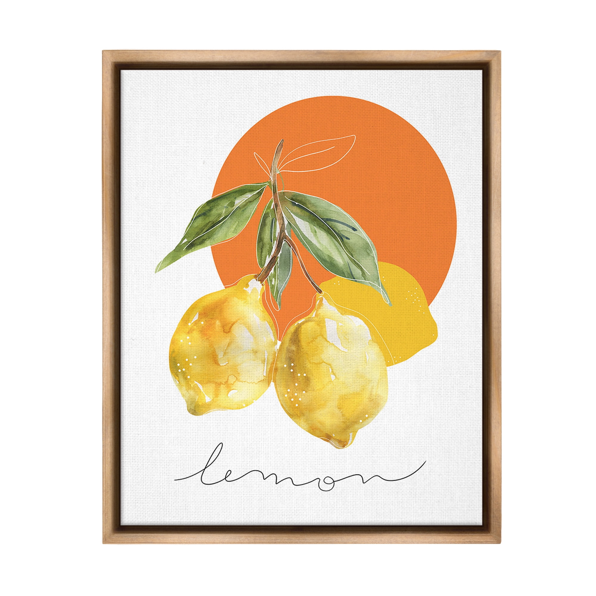 Stupell Industries Modern Lemons Branch Food & Beverage Painting Brown Floater Framed Canvas Art Print Wall Art, 25 x 31