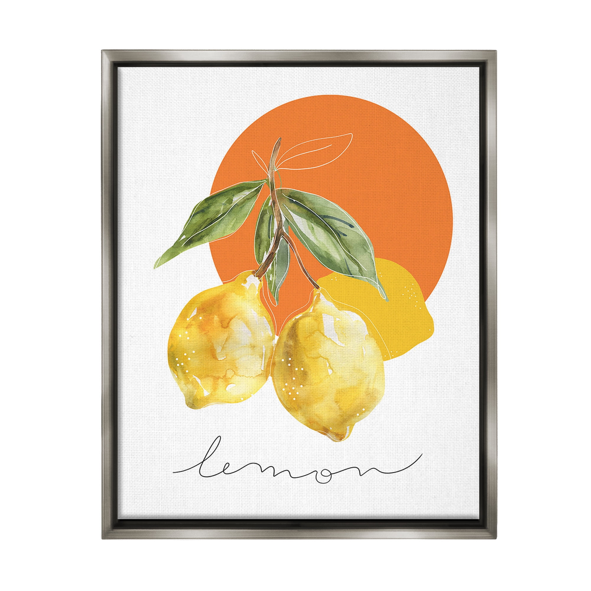 Stupell Industries Modern Lemons Branch Food & Beverage Painting Gray Floater Framed Canvas Art Print Wall Art, 25 x 31
