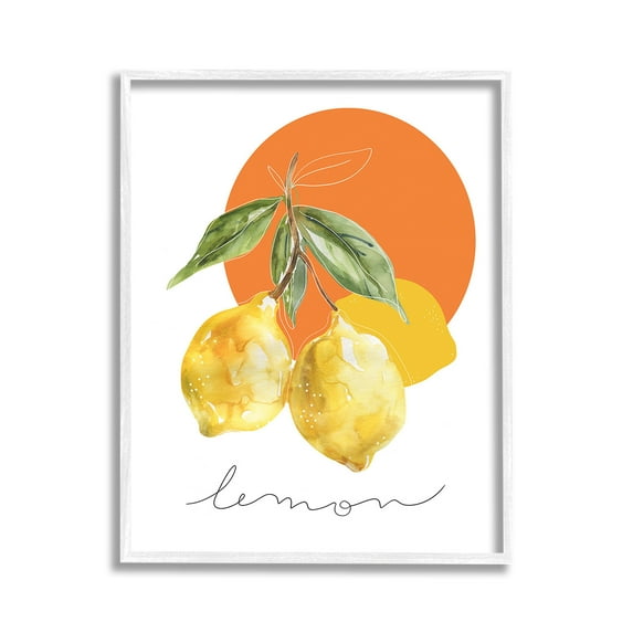 Stupell Industries Modern Lemons Branch Food & Beverage Painting White Framed Art Print Wall Art, 11 x 14