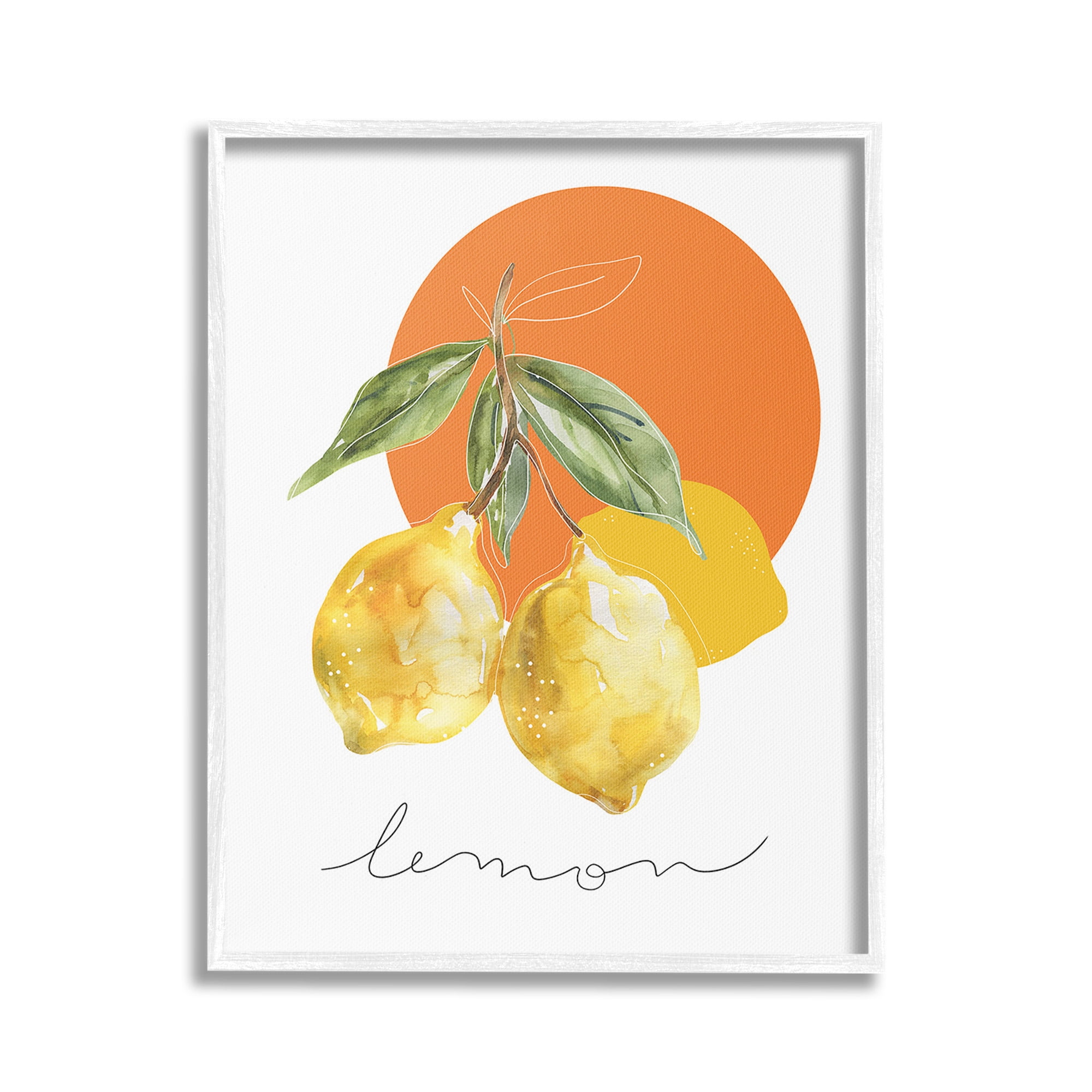 Stupell Industries Modern Lemons Branch Food & Beverage Painting White Framed Art Print Wall Art, 16 x 20