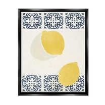 Stupell Industries Modern Lemons with Pattern Food & Beverage Painting Black Floater Framed Canvas Art Print Wall Art, 17 x 21