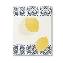 Stupell Industries Modern Lemons with Pattern Food & Beverage Painting Gallery Wrapped Canvas Art Print Wall Art, 16 x 20