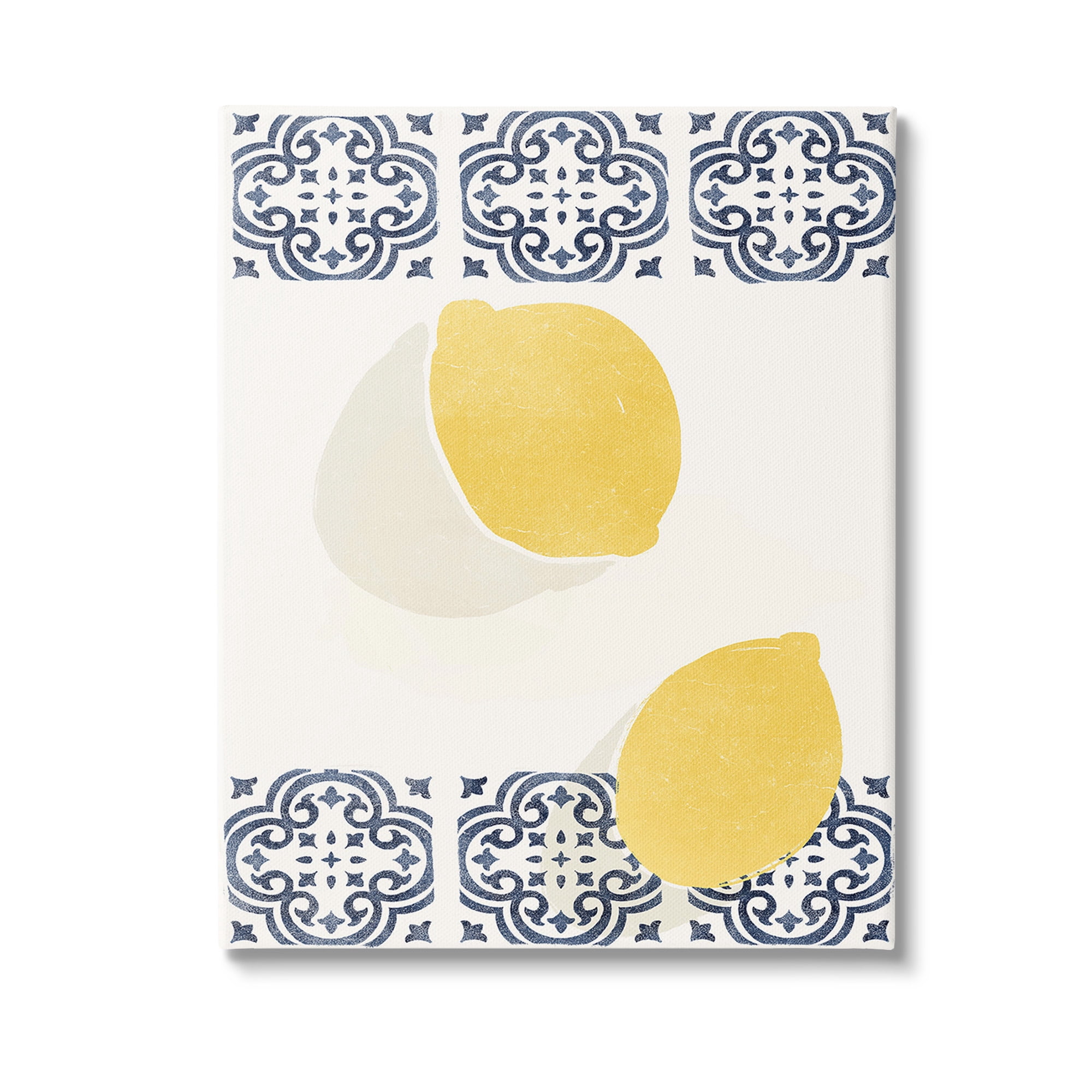 Stupell Industries Modern Lemons with Pattern Food & Beverage Painting Gallery Wrapped Canvas Art Print Wall Art, 24 x 30