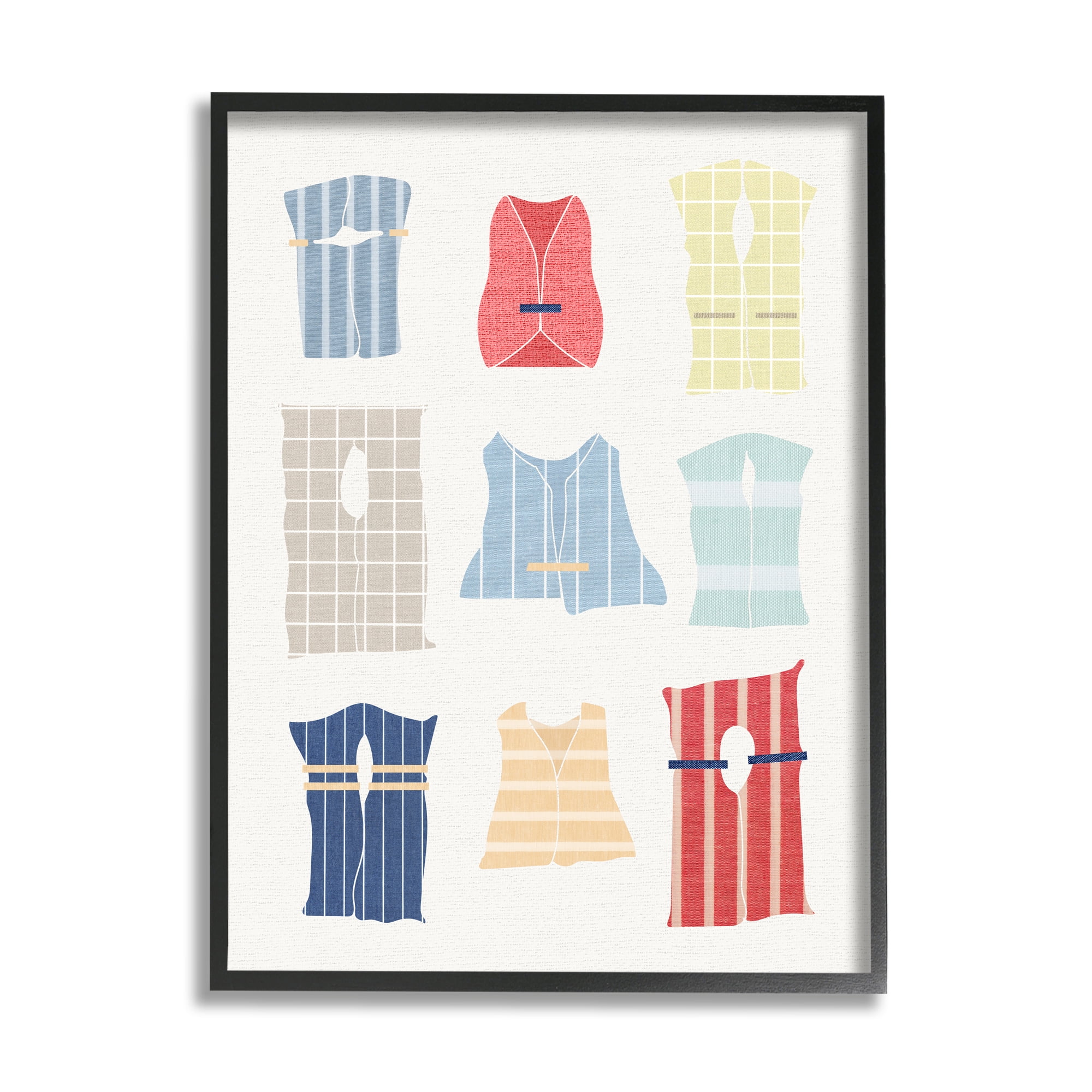 Stupell Industries Modern Life Jackets Beauty & Fashion Painting Black Framed Art Print Wall Art, 24 x 30