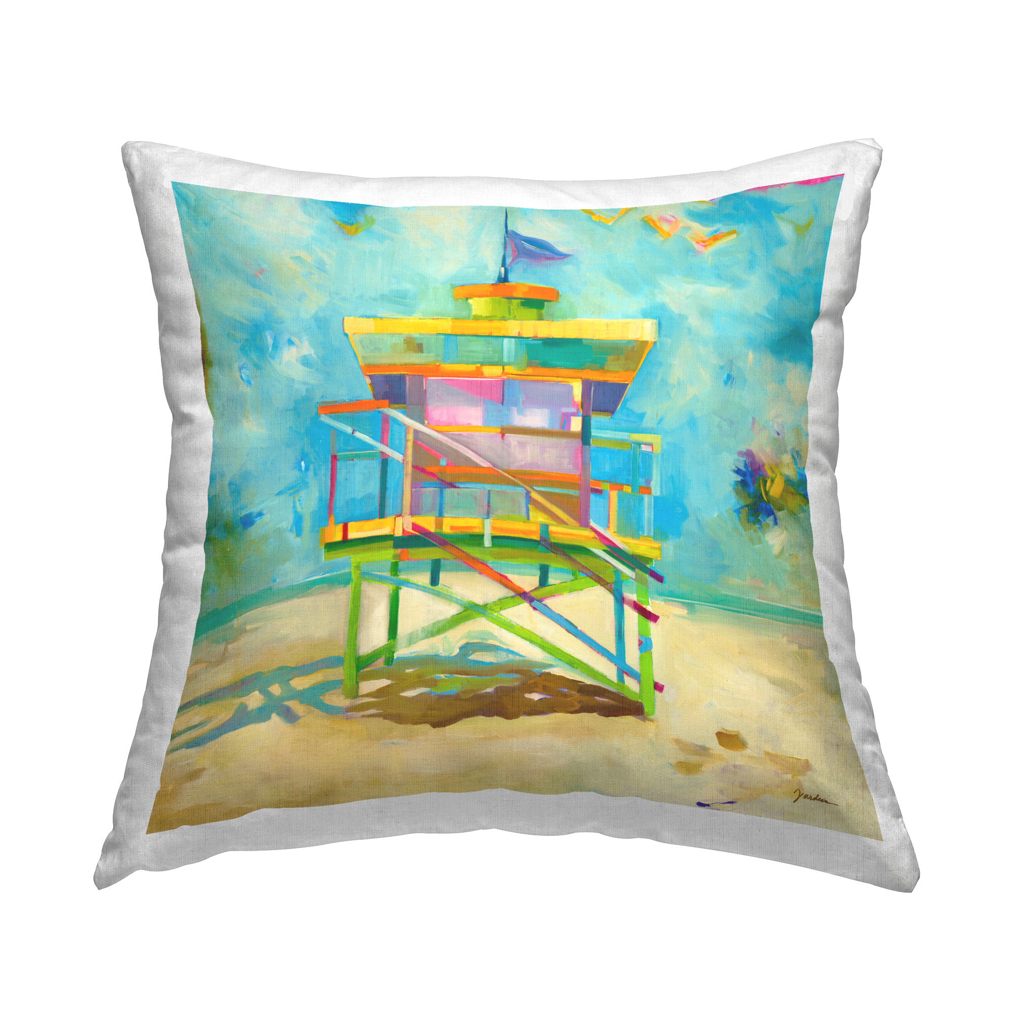 Stupell Industries Modern Lifeguard Hut Decorative Printed Throw Pillow Design by Liz Jardine