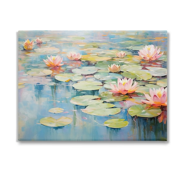 Stupell Industries Modern Lily Pad Painting Landscape Painting Gallery Wrapped Canvas Art Print Wall Art, 48 x 36