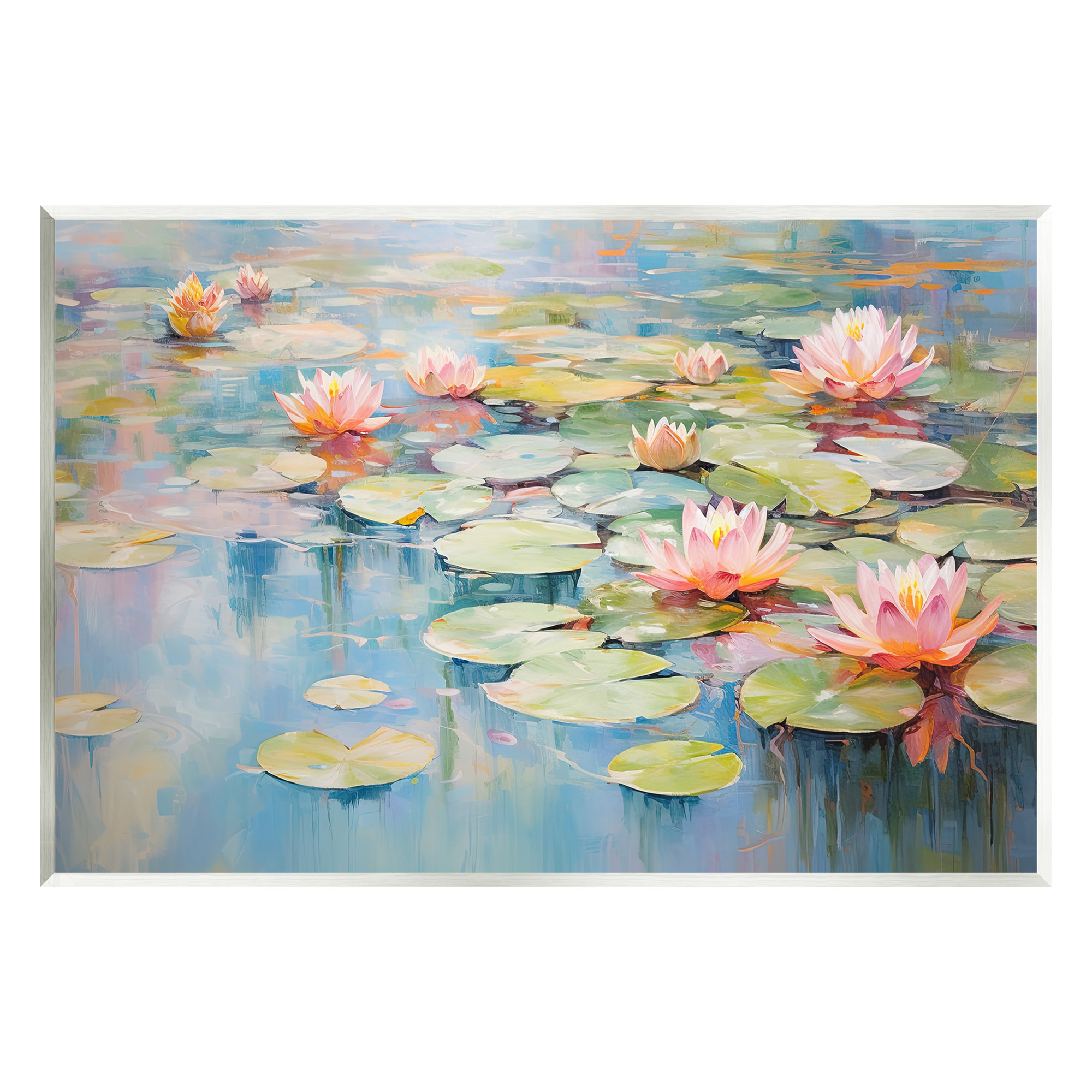Stupell Industries Modern Lily Pad Painting Landscape Painting Unframed Art Print Wall Art, 19 x 13